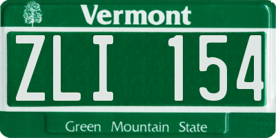 VT license plate ZLI154