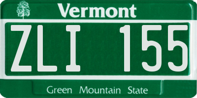 VT license plate ZLI155