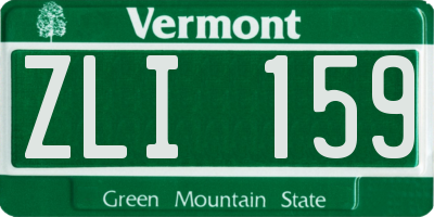VT license plate ZLI159