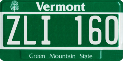 VT license plate ZLI160