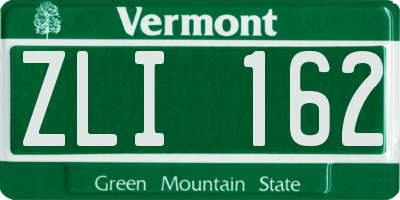 VT license plate ZLI162