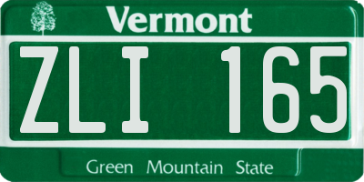 VT license plate ZLI165