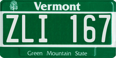 VT license plate ZLI167