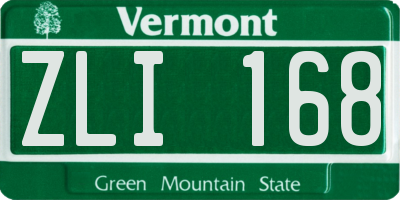 VT license plate ZLI168