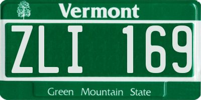 VT license plate ZLI169