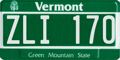 VT license plate ZLI170