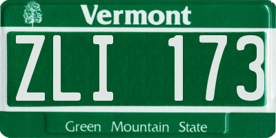 VT license plate ZLI173