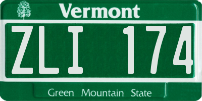 VT license plate ZLI174