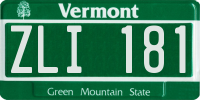 VT license plate ZLI181