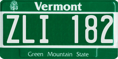 VT license plate ZLI182