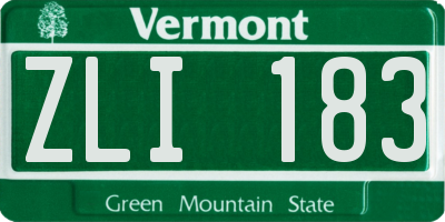 VT license plate ZLI183