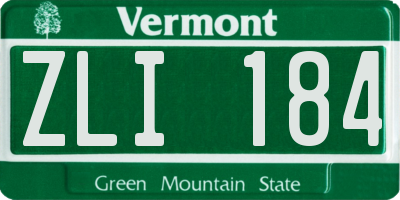 VT license plate ZLI184