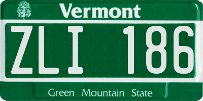 VT license plate ZLI186