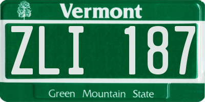 VT license plate ZLI187