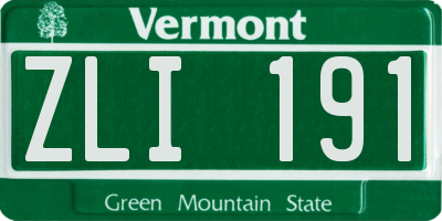 VT license plate ZLI191
