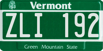 VT license plate ZLI192