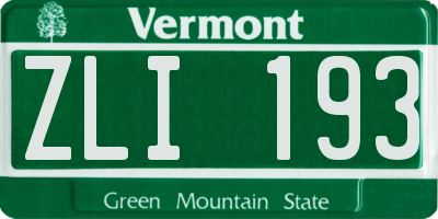 VT license plate ZLI193