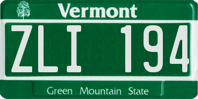 VT license plate ZLI194