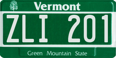 VT license plate ZLI201