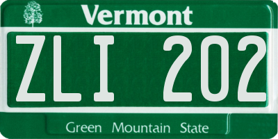 VT license plate ZLI202