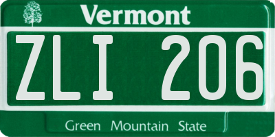 VT license plate ZLI206