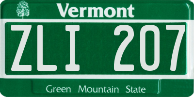 VT license plate ZLI207