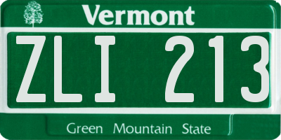 VT license plate ZLI213