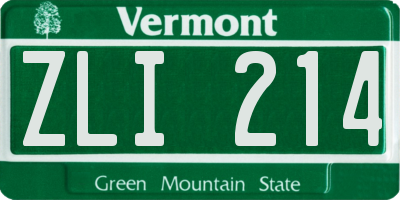 VT license plate ZLI214
