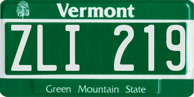 VT license plate ZLI219