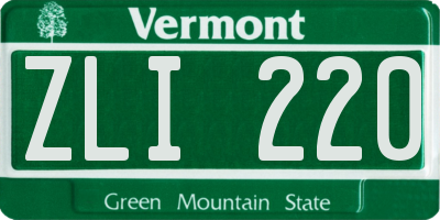 VT license plate ZLI220