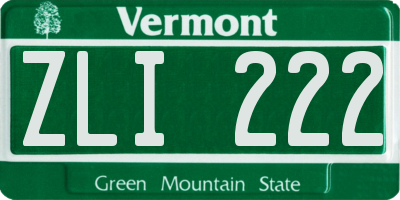 VT license plate ZLI222