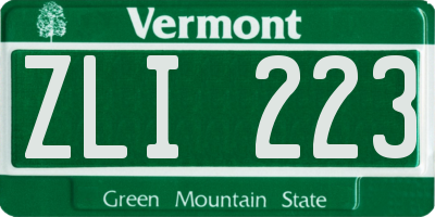 VT license plate ZLI223