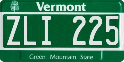 VT license plate ZLI225