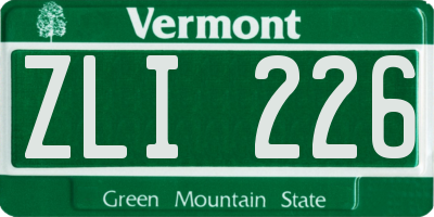 VT license plate ZLI226