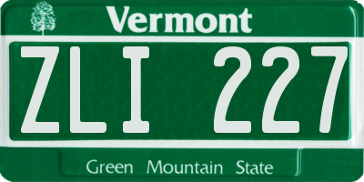 VT license plate ZLI227