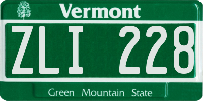 VT license plate ZLI228