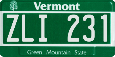 VT license plate ZLI231