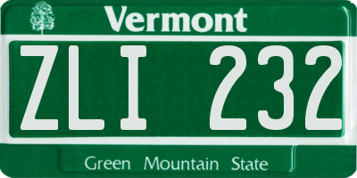 VT license plate ZLI232