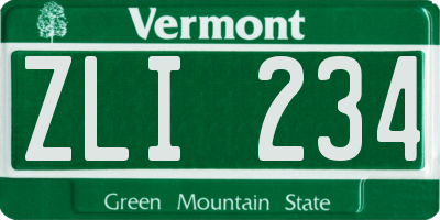VT license plate ZLI234