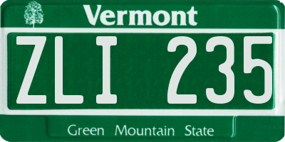 VT license plate ZLI235