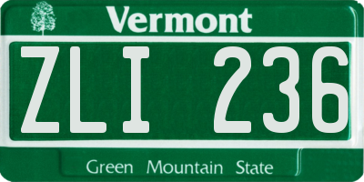 VT license plate ZLI236