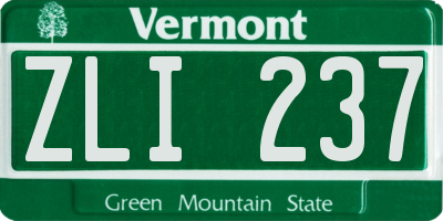 VT license plate ZLI237
