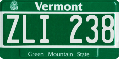 VT license plate ZLI238