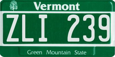VT license plate ZLI239