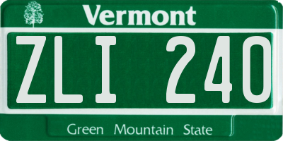 VT license plate ZLI240