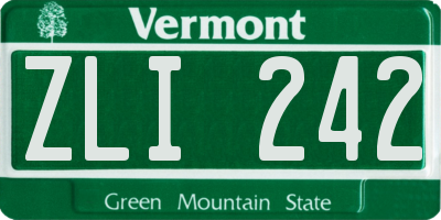 VT license plate ZLI242