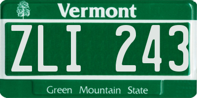 VT license plate ZLI243