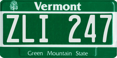 VT license plate ZLI247