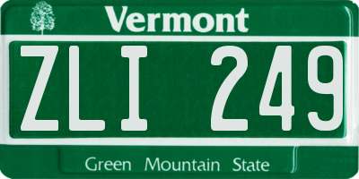 VT license plate ZLI249