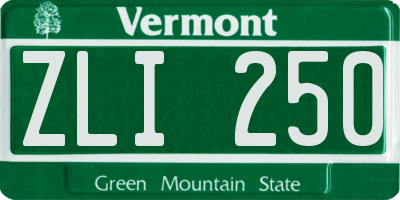 VT license plate ZLI250